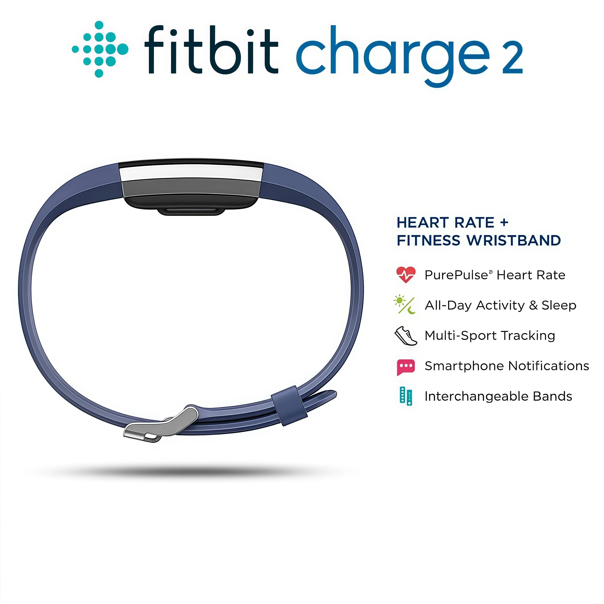 Fitbit Charge 2 Fitness Tracker Smart Wristband Heart Rate Monitor Sleep Steps Call Reminder GPS Sports Watch for iOS Android