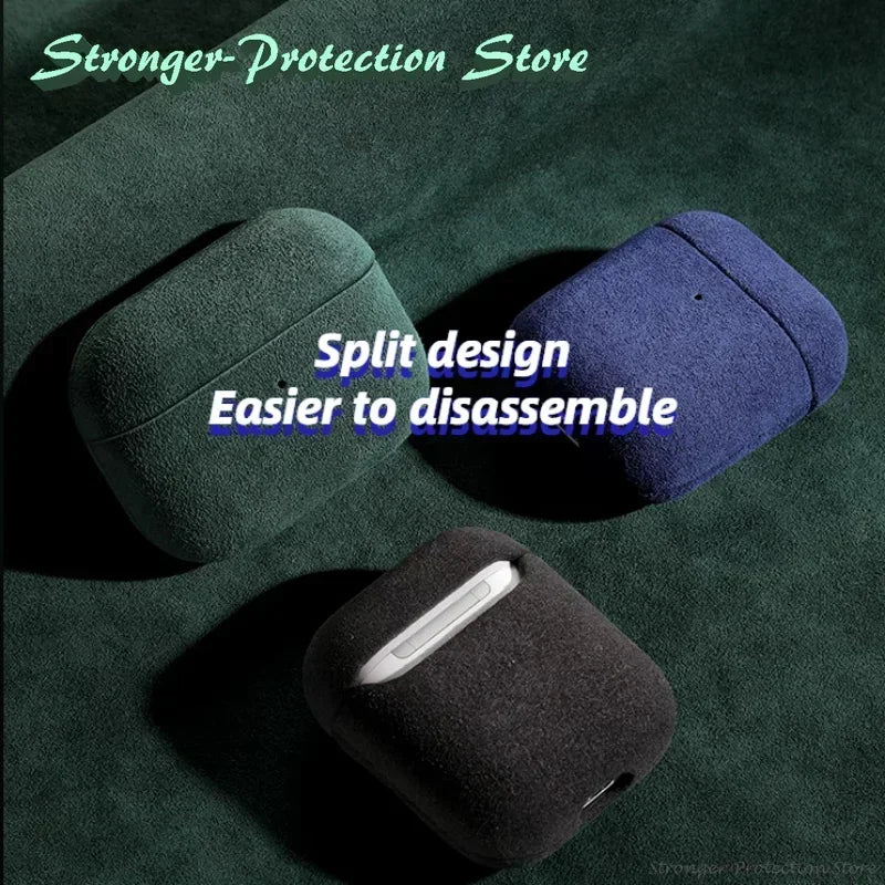 Italian Suede Leather Case For Airpods Pro 2 Luxury Artificial Leather All Inclusive Case For Airpods 4 3 Case Wireless Charge