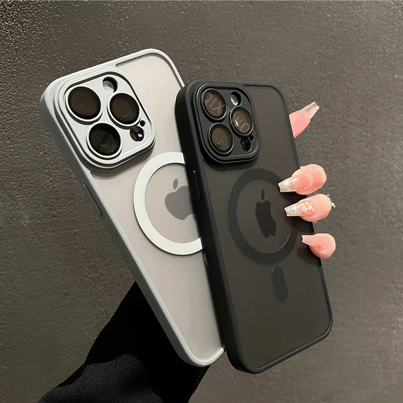 QIXTWO Matte Armor MagSafe Case – Shockproof & Magnetic | For iPhone 11–15 Series