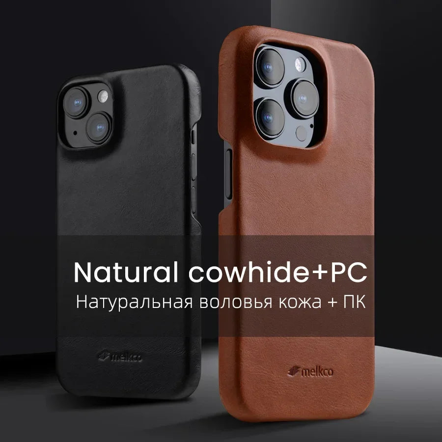 Luxury Oil Wax Leather Phone Case – Handmade Genuine Cowhide Protection