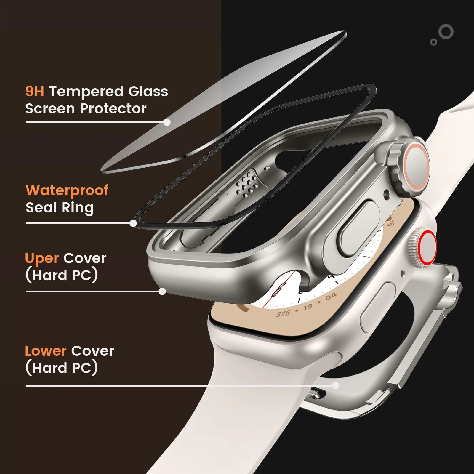 360° Full Coverage Tempered Glass Bumper Case for Apple Watch – Screen Protector + Frame (40mm–46mm)