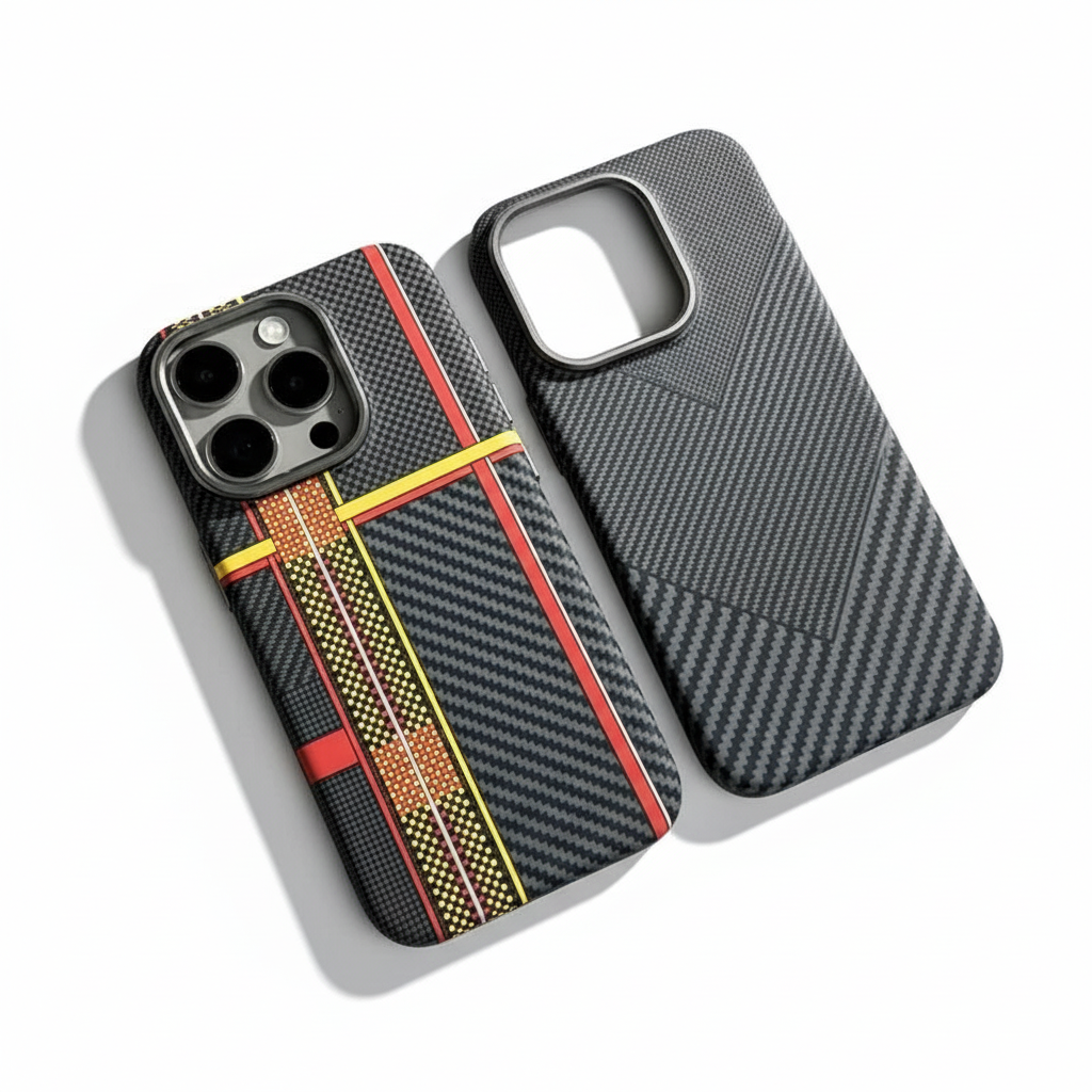 Abstract Geometric Carbon Fiber MagSafe Case