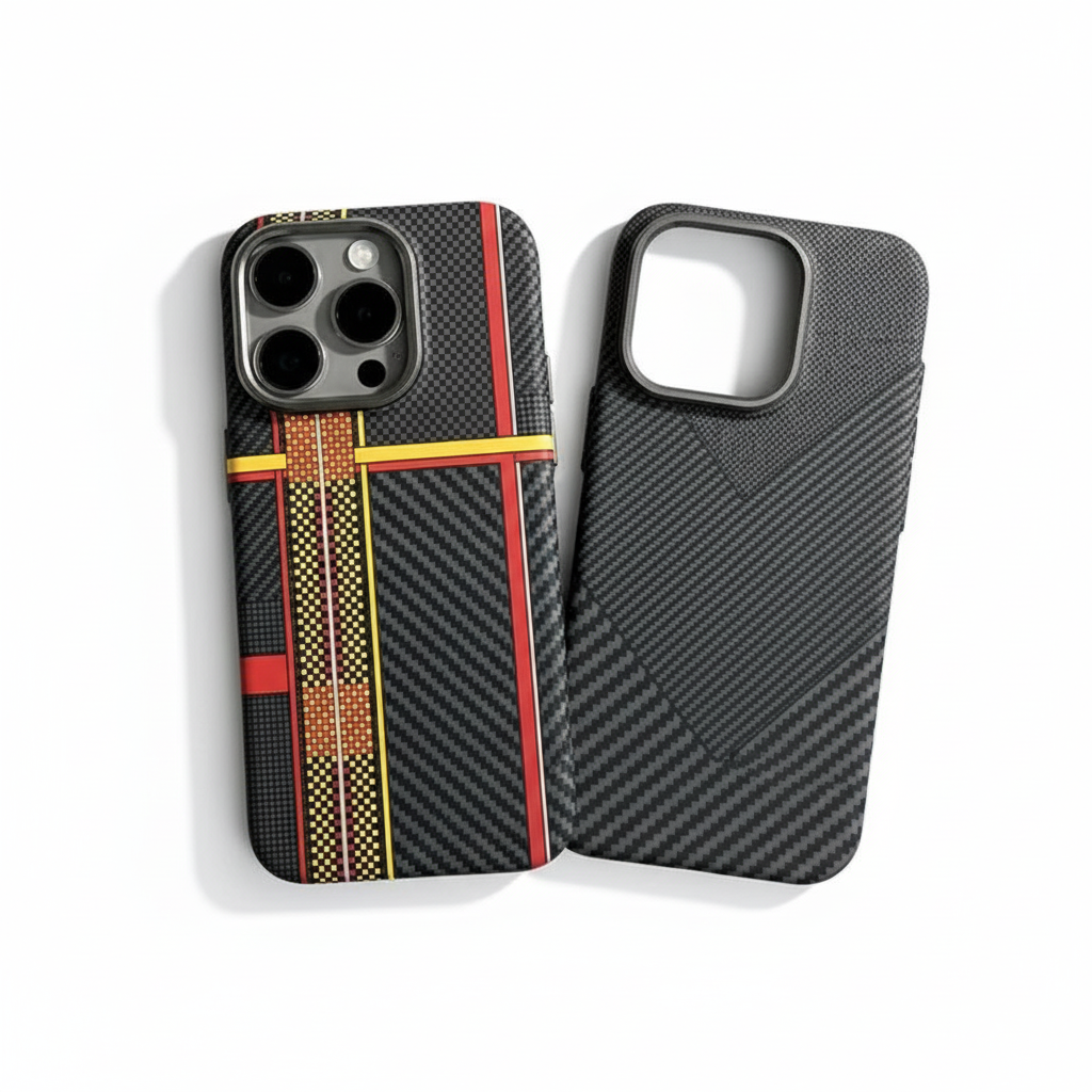 Abstract Geometric Carbon Fiber MagSafe Case