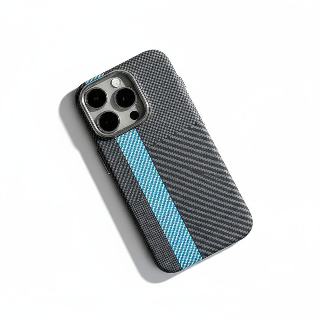 Abstract Geometric Carbon Fiber MagSafe Case