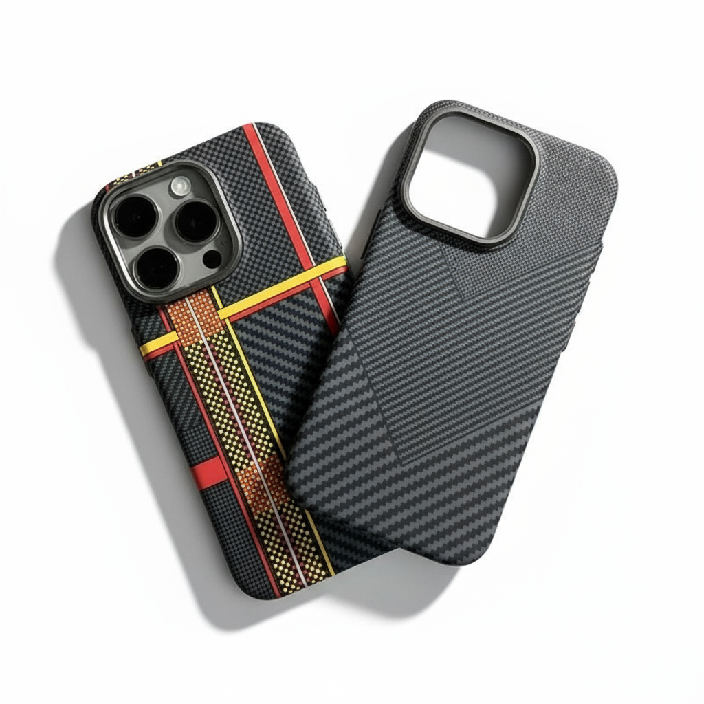 Abstract Geometric Carbon Fiber MagSafe Case