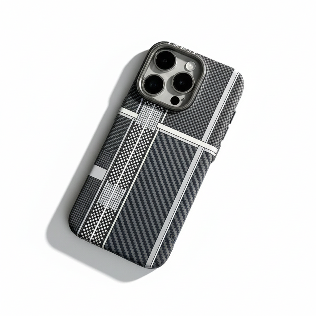 Abstract Geometric Carbon Fiber MagSafe Case