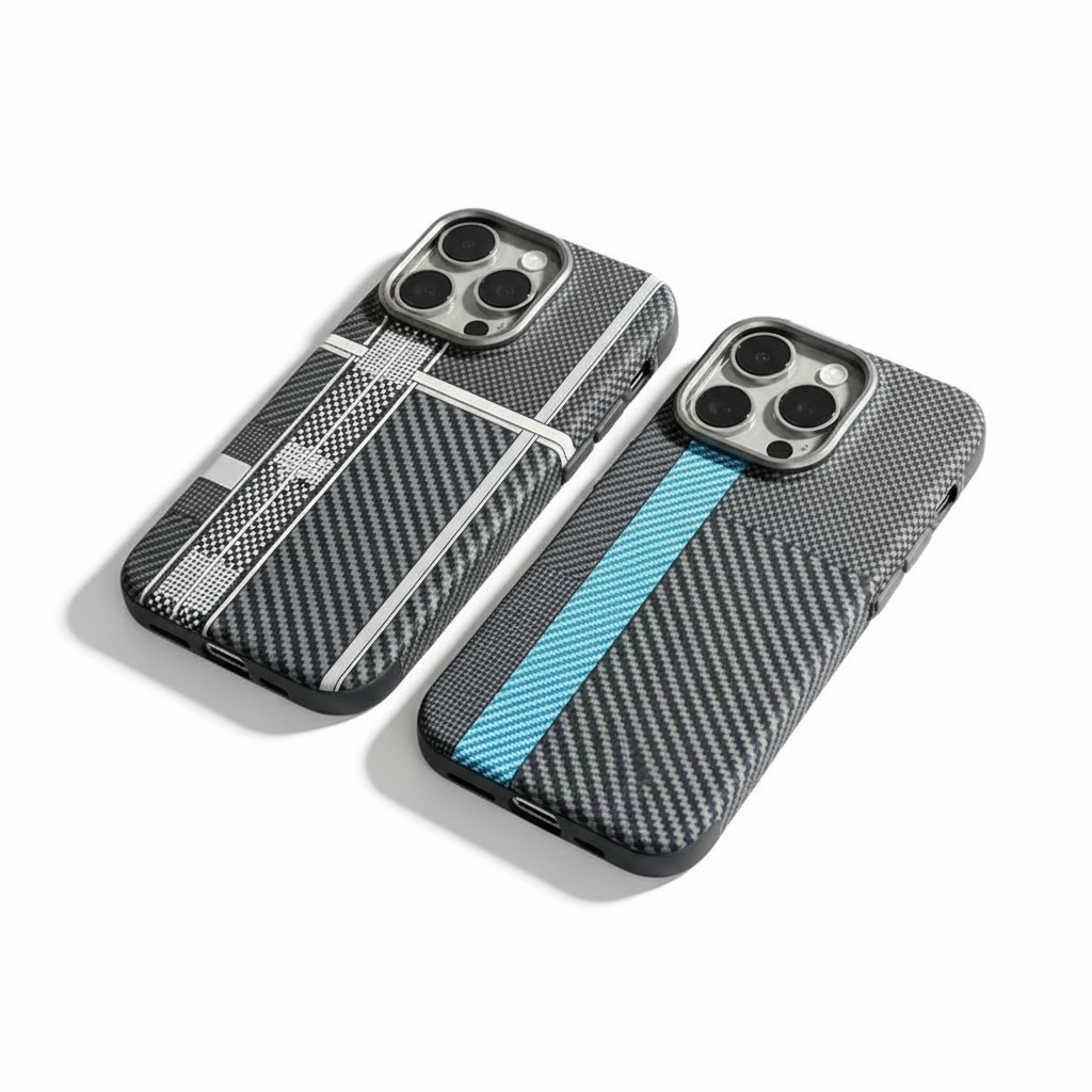 Abstract Geometric Carbon Fiber MagSafe Case