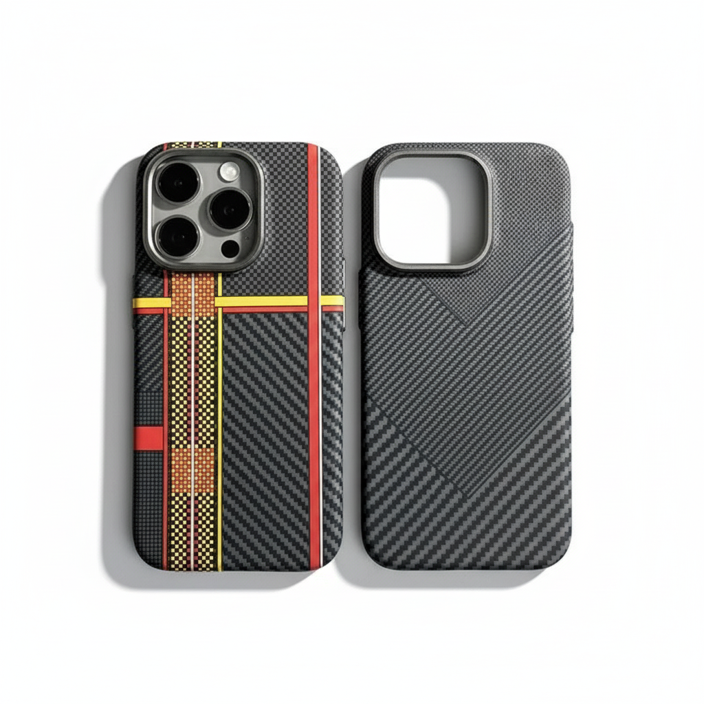 Abstract Geometric Carbon Fiber MagSafe Case