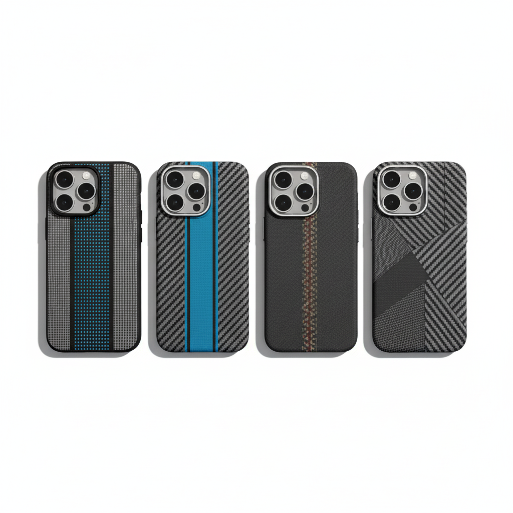 Abstract Geometric Carbon Fiber MagSafe Case