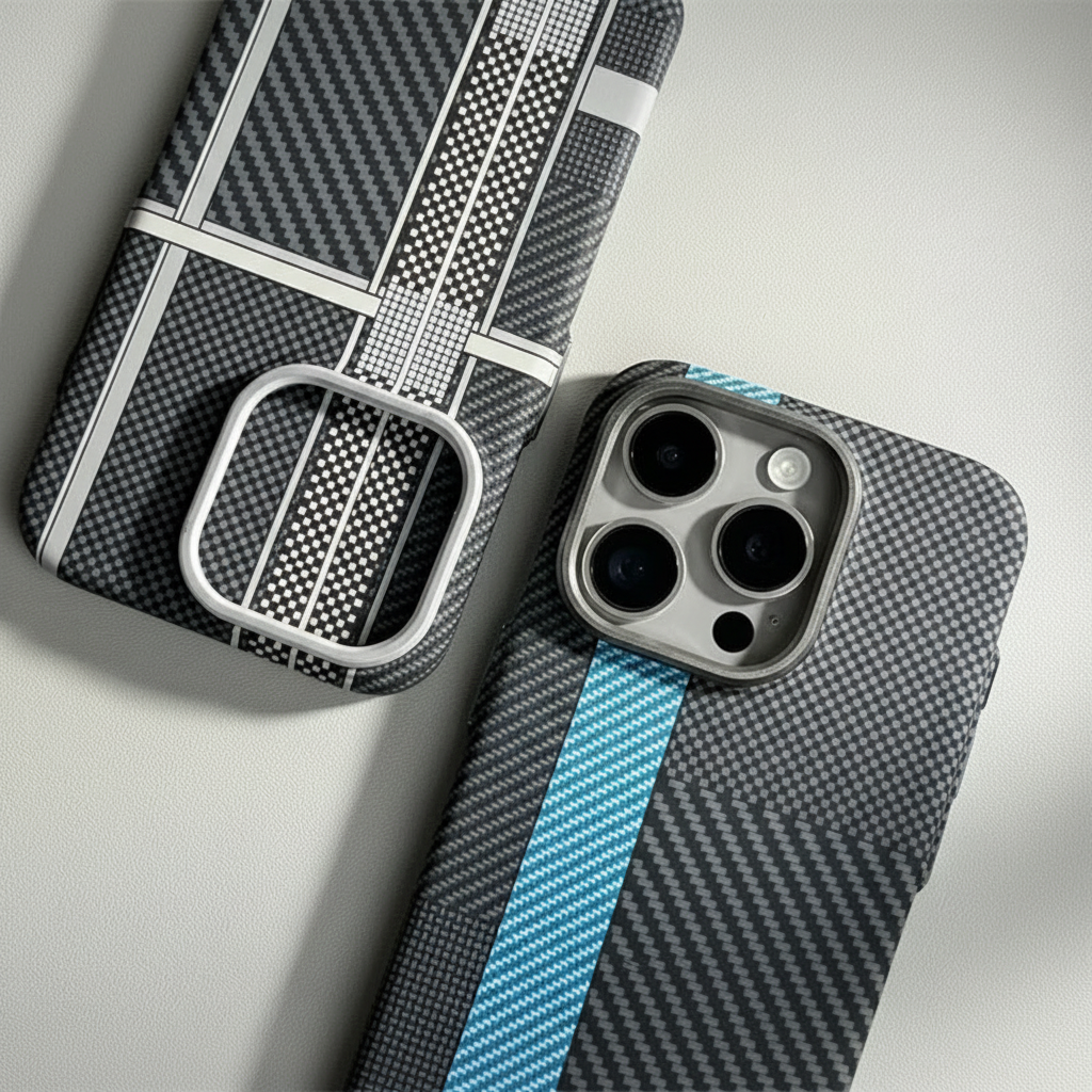 Abstract Geometric Carbon Fiber MagSafe Case