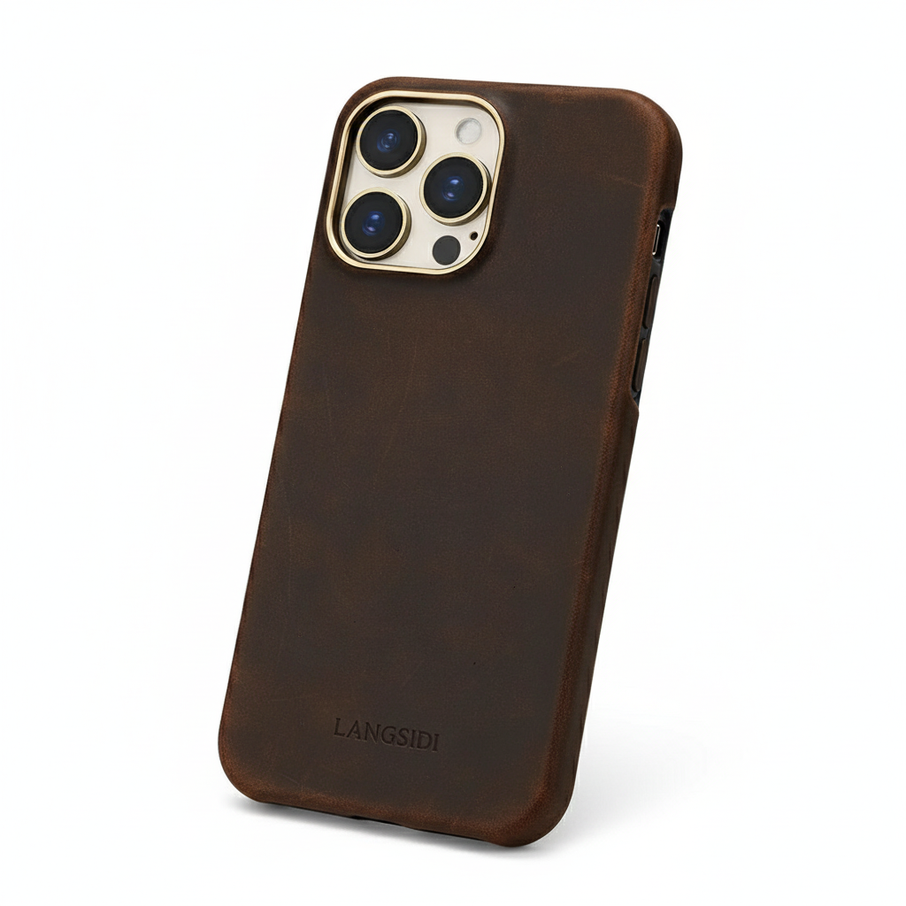 LANGSIDI Cowhide Leather Magnetic Case